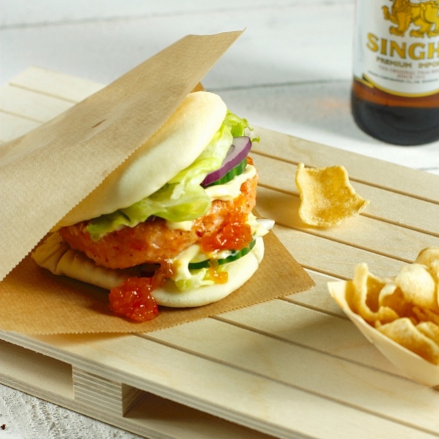 Prawn burgers with shallot-lemongrass jam