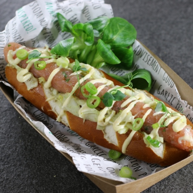 Cold-smoked salmon sausage with cabbage-fennel salad 