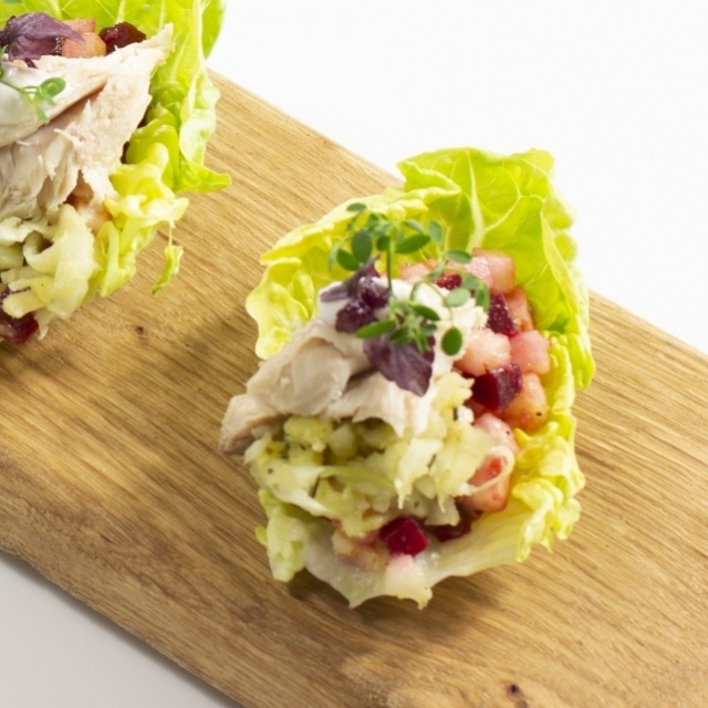 Little Gem salad with mackerel