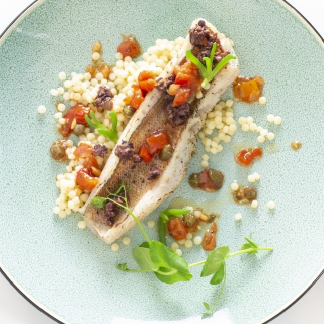 Fregula with redfish and antiboise