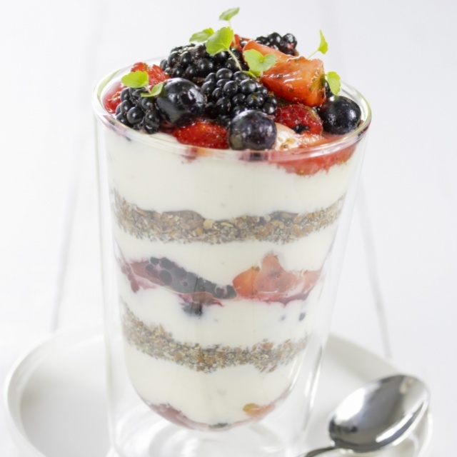 Griekse yoghurt trifle