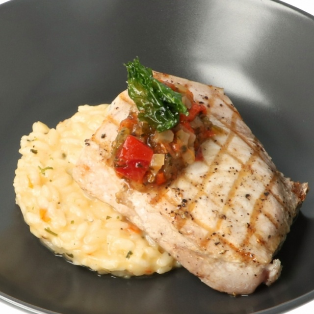 Risotto with grilled swordfish and pico de gallo 