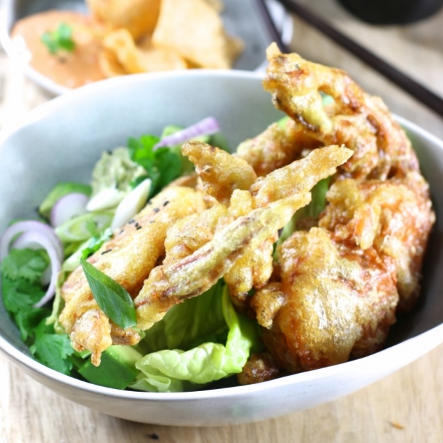 Crispy soft shell crab with a chilli dip 