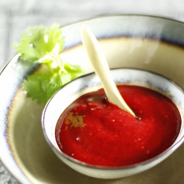 Coulis de framboise et piment rouge