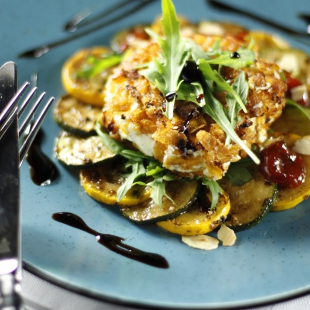 Ricotta croustillante avec courgettes grillées 