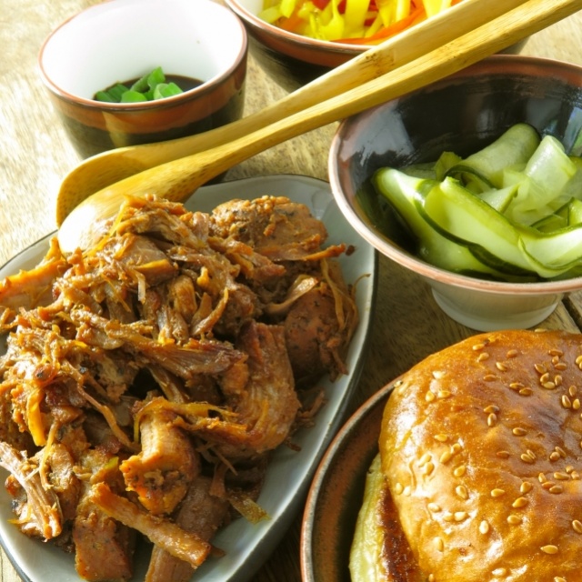 Pulled pork met Chinese BBQ saus